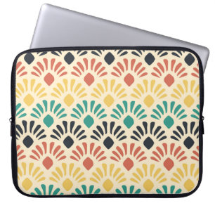 Colourful ornament shapes on light background, vin laptop sleeve