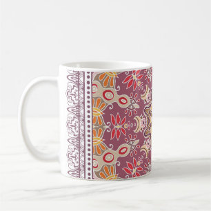 Colourful Ornamental Doodle: Symmetric Lace Patter Coffee Mug
