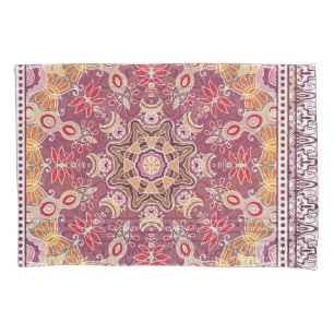 Colourful Ornamental Doodle: Symmetric Lace Patter Pillowcase