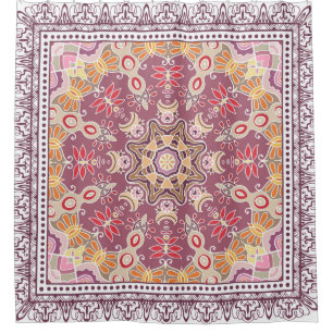 Colourful Ornamental Doodle: Symmetric Lace Patter Shower Curtain