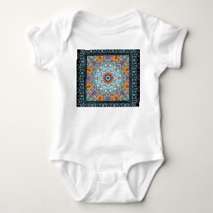 Colourful ornamental doodle: symmetric pattern. baby bodysuit