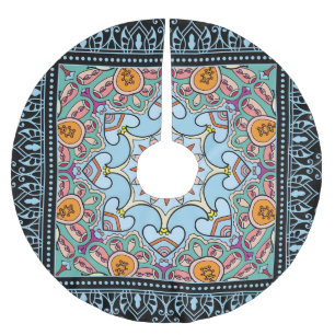 Colourful ornamental doodle: symmetric pattern. brushed polyester tree skirt