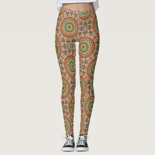 Colourful Ornamental Geometric Elements Design Leggings