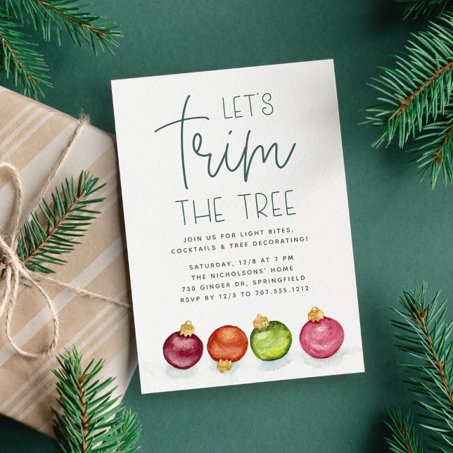 Colourful Ornaments Christmas Tree Trimming Party Invitation (Creator Uploaded)