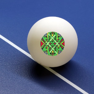Colourful Ornate Irish Celtic Knot Ping Pong Ball