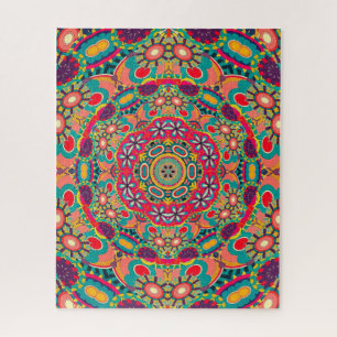 Colourful Ornate Kaleidoscope Mandala Pattern Jigsaw Puzzle