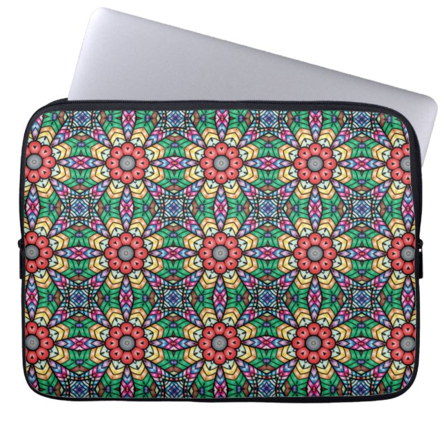 Colourful Ornate Kaleidoscope Pattern Laptop Sleeve (Front)