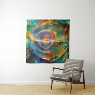 Colourful Otherworldly Abstract Square Tapestry