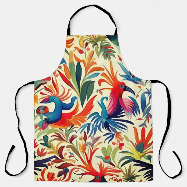 Colourful Otomi Bird Art  Apron (Front)