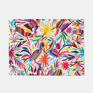 Colourful Otomi Print, Floral/Animal Pattern Doormat