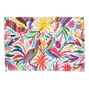 Colourful Otomi Print, Floral/Animal Pattern Pillowcase
