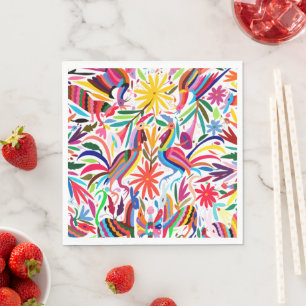 Colourful Otomi Print Paper Napkins