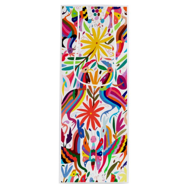 Colourful Otomi Print Wine/Tequila Gift Bag (Front)