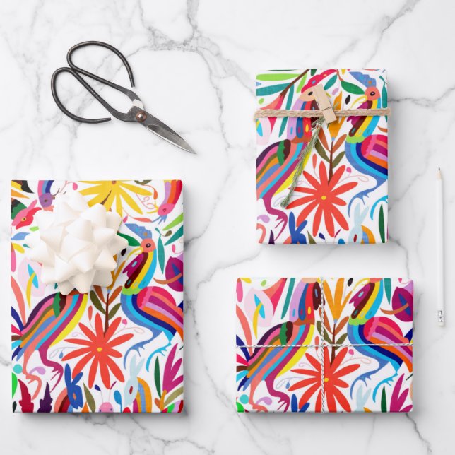 Colourful Otomi Print Wrapping Paper (Front)