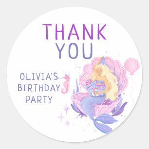 Colourful Our Little Mermaid All Ages Birthday Classic Round Sticker