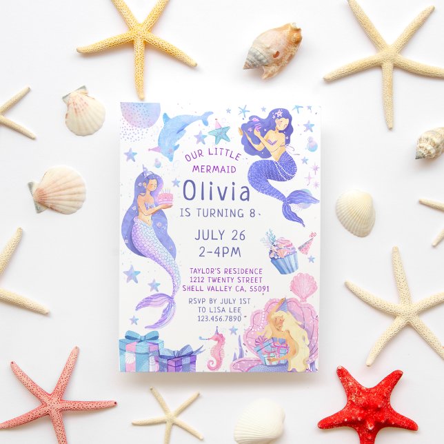 Colourful Our Little Mermaid All Ages Birthday  Invitation (Creator Uploaded)