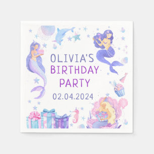 Colourful Our Little Mermaid All Ages Birthday Napkin