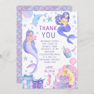 Colourful Our Little Mermaid All Ages Birthday Thank You Card