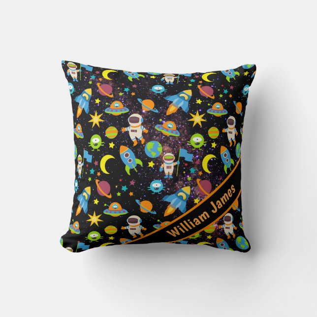 Colourful Outer Space Boy Cushion (Front)