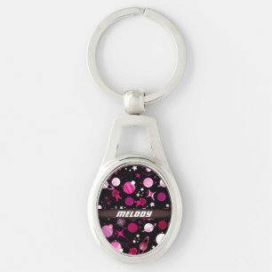colourful outer space planet galaxy stars pattern key ring
