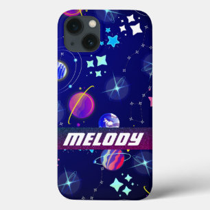 colourful outer space planets galaxy stars pattern iPhone 13 case