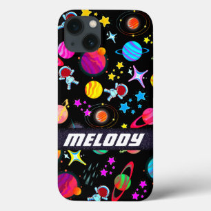 colourful outer space planets galaxy stars pattern iPhone 13 case
