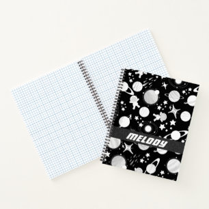 colourful outer space planets galaxy stars pattern notebook