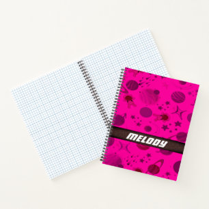 colourful outer space planets galaxy stars pattern notebook
