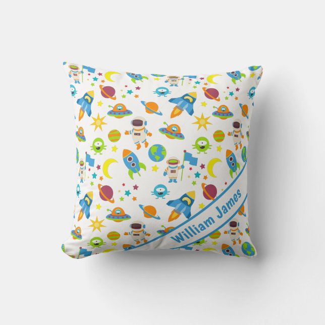 Colourful Outer Space White Cushion (Front)