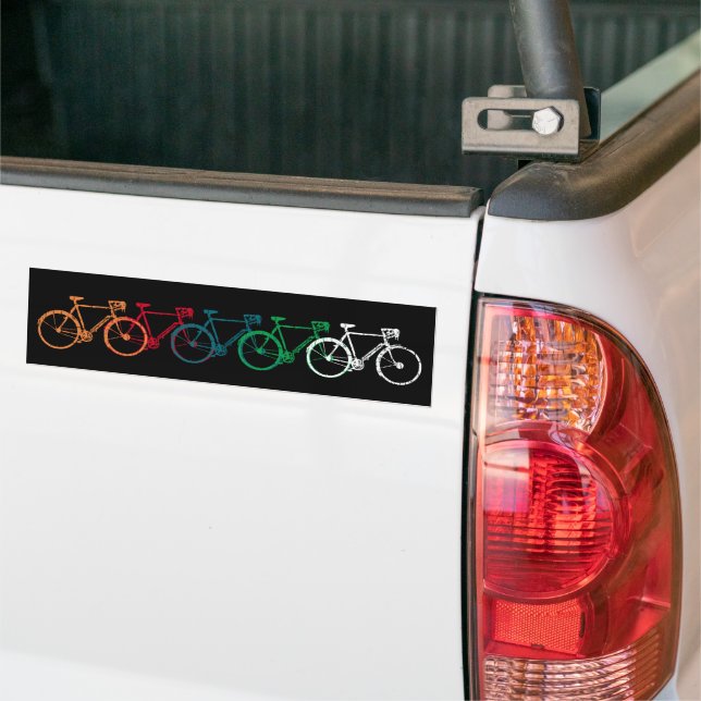 Colourful overlapping bicycles bumper sticker (On Truck)