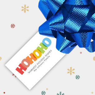 Colourful Overlapping HO HO HO Christmas Wish Gift Tags