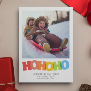 Colourful Overlapping HO HO HO Christmas Wish Phot Holiday Card