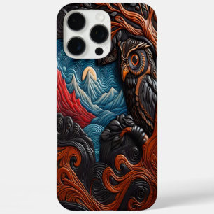 Colourful Owl and Mountains Under a Vivid Sky iPhone 16 Pro Max Case