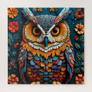 Colourful Owl Artwork With Intricate Detail Jigsaw Puzzle