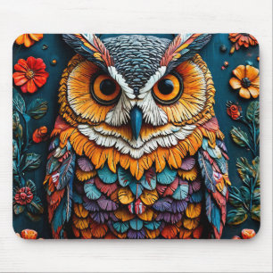 Colourful Owl Artwork With Intricate Detail Mouse Pad