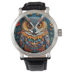 Colourful Owl Artwork With Intricate Detail Watch