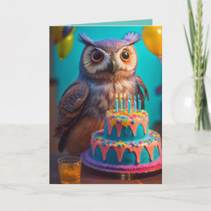 Colourful Owl Birthday Card