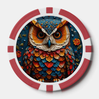 Colourful Owl Casino Style Artistic Gift for Fans Poker Chips