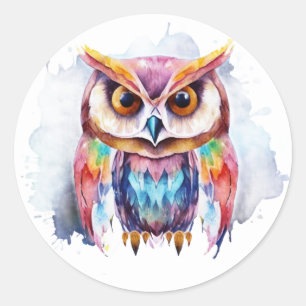 Colourful owl. classic round sticker