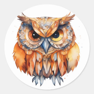 Colourful owl. classic round sticker