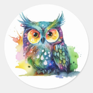 Colourful owl. classic round sticker
