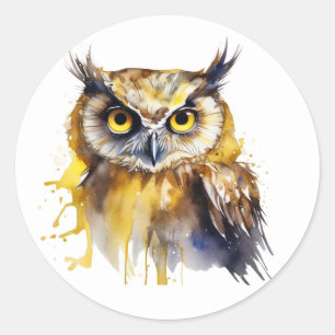 Colourful owl.  classic round sticker