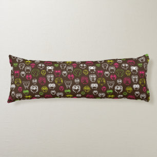 Colourful owl doodle background pattern body cushion