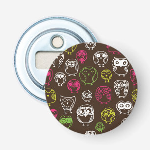 Colourful owl doodle background pattern bottle opener