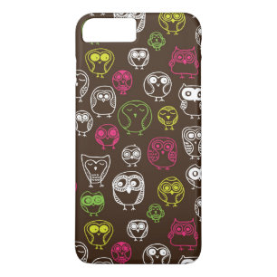 Colourful owl doodle background pattern iPhone 8 plus/7 plus case