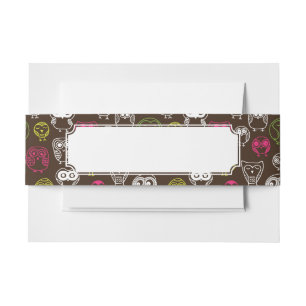 Colourful owl doodle background pattern invitation belly band