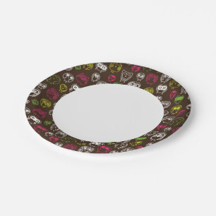 Colourful owl doodle background pattern paper plate