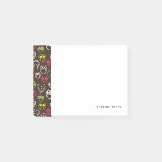 Colourful owl doodle background pattern post-it notes (Front)