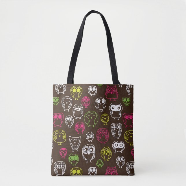 Colourful owl doodle background pattern tote bag (Front)