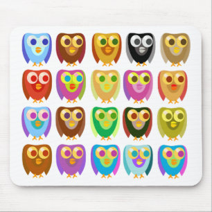 Colourful Owl Fun Mouse Pad
